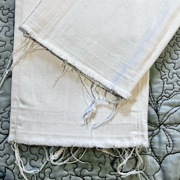 AG ADRIANO GOLDSCHMIED Stevie Slim Straight Raw Hem White Crop Ankle Jeans Sz 28 - Picture 5 of 13